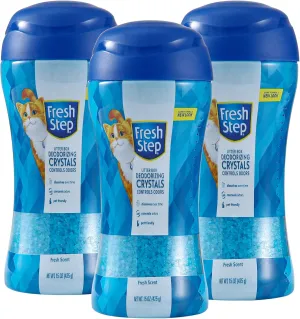 Fresh Step Cat Litter Crystals In Fresh Scent | Cat Litter Box Deodorizer | Combats Cat Odors and Neutralizes Smells to Keep Your Home Clean, 15 Ounces - 3 Pack