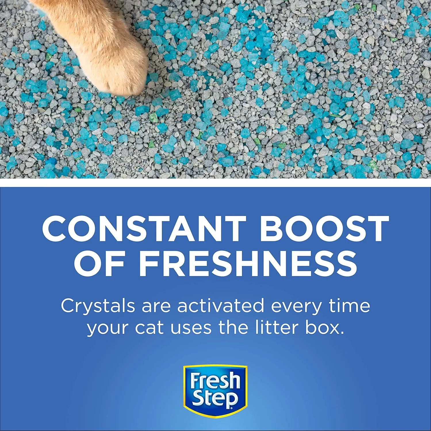 Fresh Step Cat Litter Crystals In Fresh Scent | Cat Litter Box Deodorizer | Combats Cat Odors and Neutralizes Smells to Keep Your Home Clean, 15 Ounces - 3 Pack