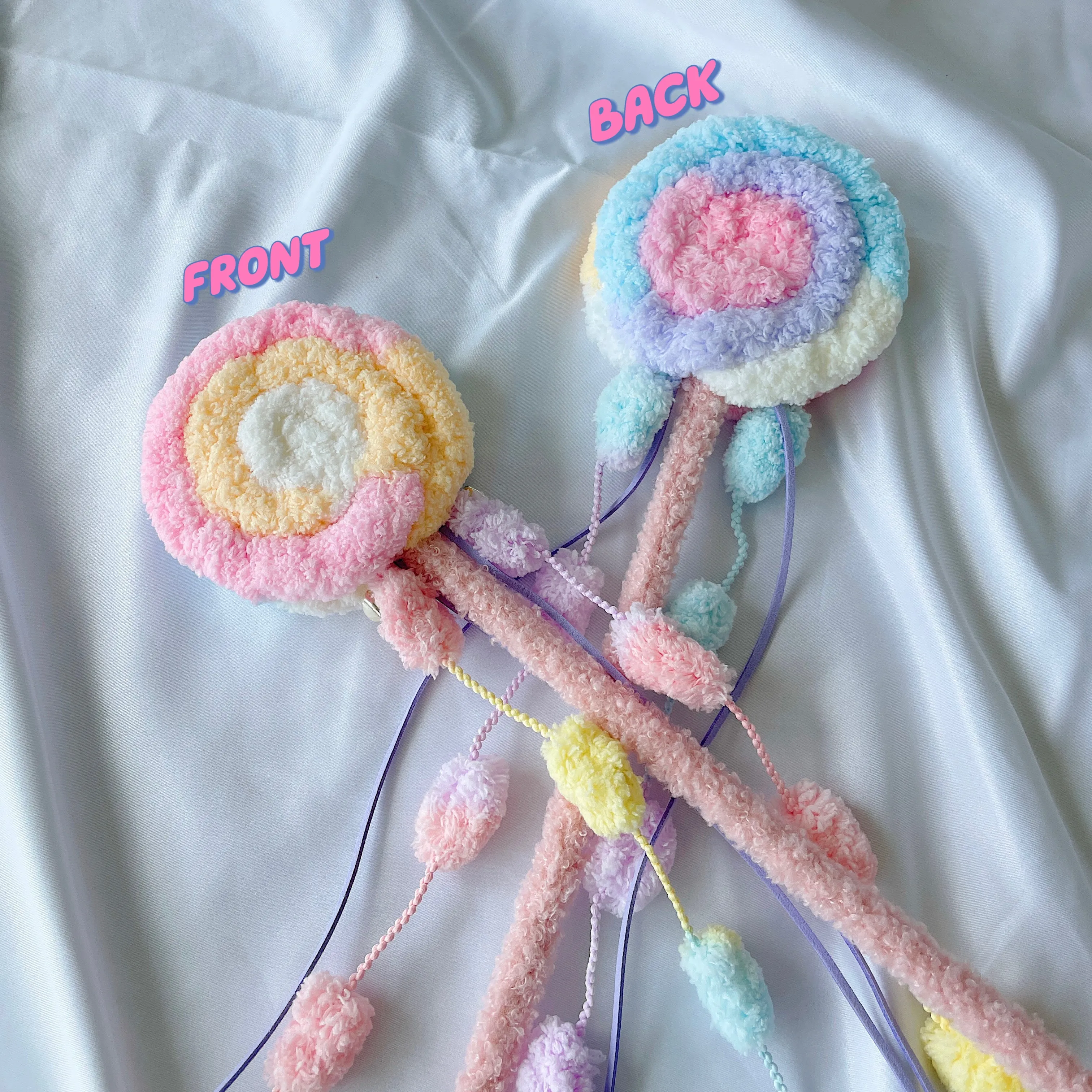 Handmade Fuzzy Plush Lollipop Teaser Wand Toy with Strings for Cats