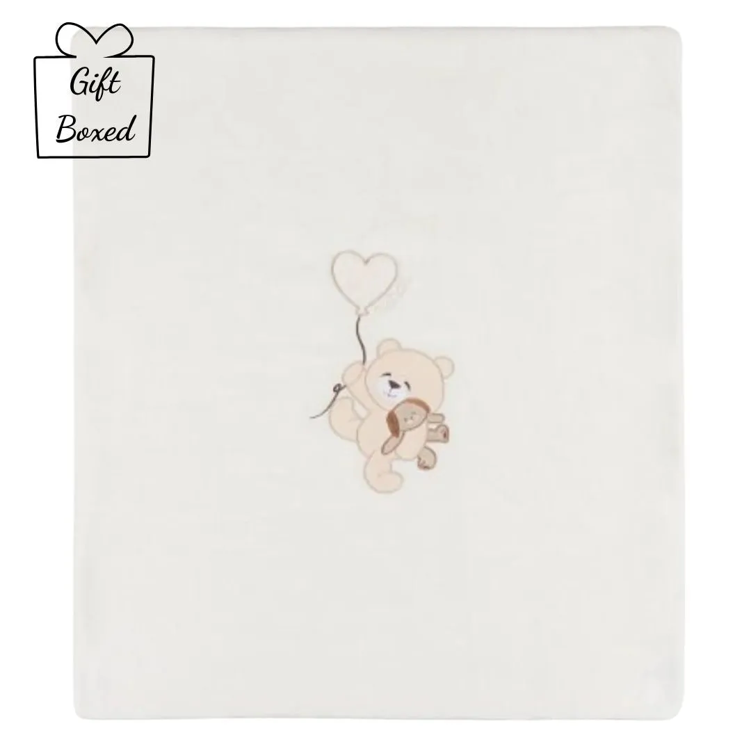 Ivory Velour Padded Teddy Blanket