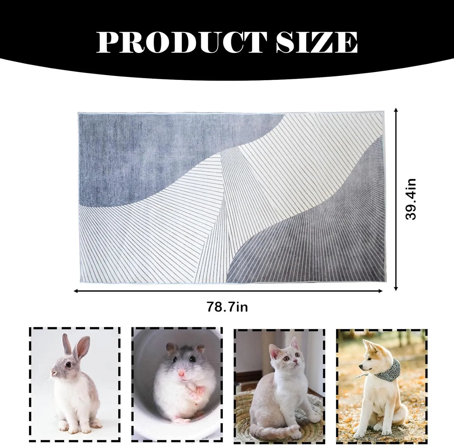 kathson 78.739.4in Extra Large Rabbit Cage Liner,Washable Bunny Floor Mat Reusable Non Slip Pet Playpen Mat for Hamster Chinchilla Cat Dog Guinea Pig