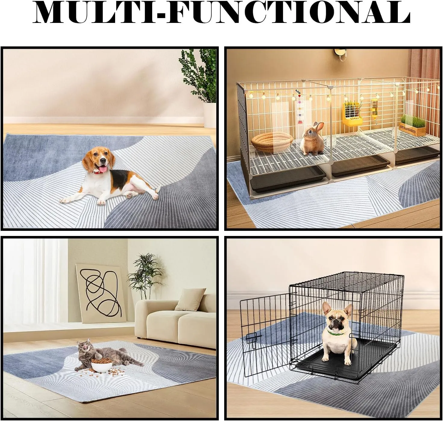 kathson 78.739.4in Extra Large Rabbit Cage Liner,Washable Bunny Floor Mat Reusable Non Slip Pet Playpen Mat for Hamster Chinchilla Cat Dog Guinea Pig
