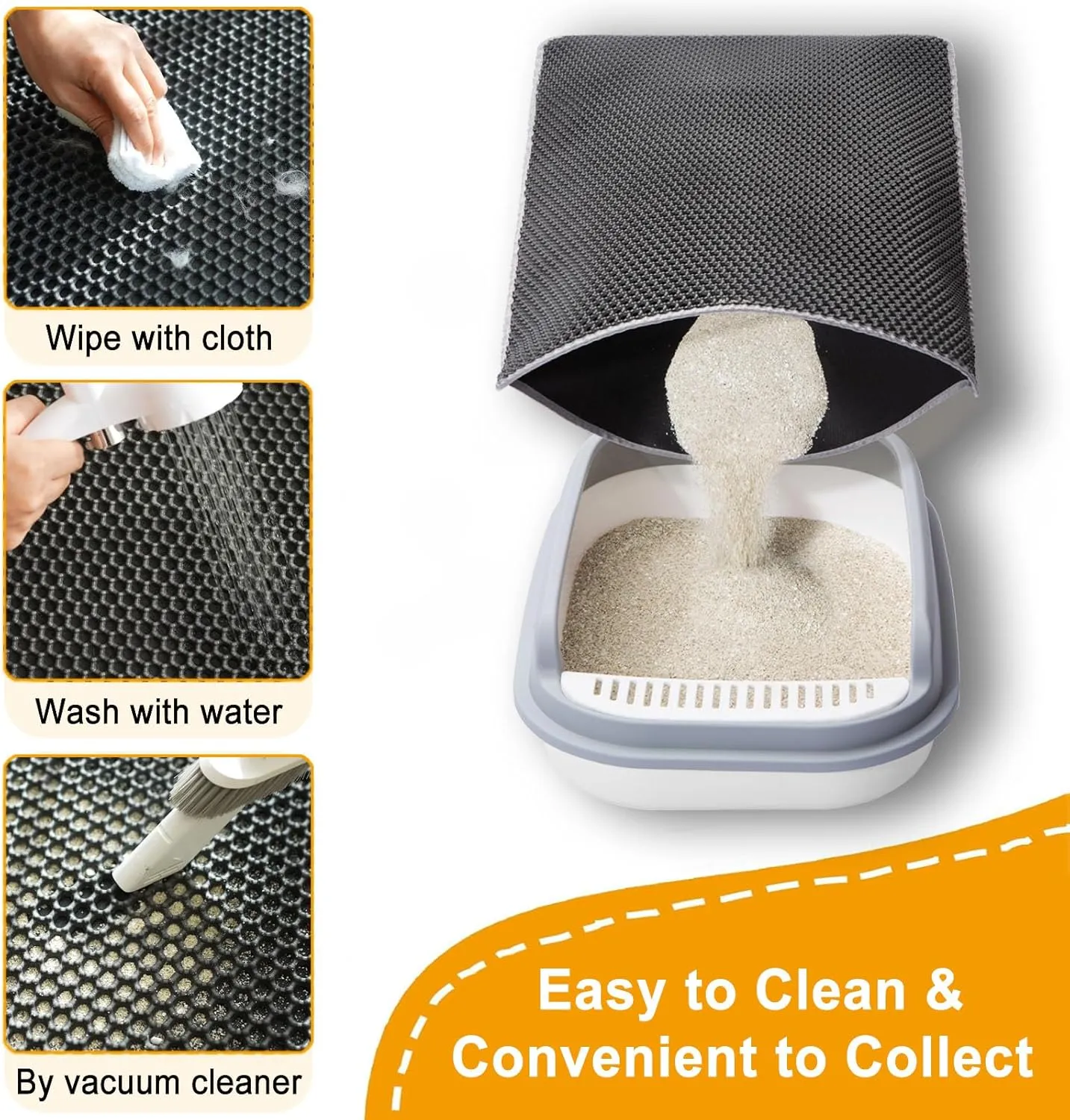 Large Cat Litter Box Mat, Litter Trapping Mat for indoor Cat, Litter box Mat for Floor 35''X 25'', 2 Layer Litterbox Catcher Rug for Kitty Pet,Waterproof Urine Proof, Clean Easily, Non-Slip
