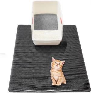 Large Cat Litter Box Mat, Litter Trapping Mat for indoor Cat, Litter box Mat for Floor 35''X 25'', 2 Layer Litterbox Catcher Rug for Kitty Pet,Waterproof Urine Proof, Clean Easily, Non-Slip