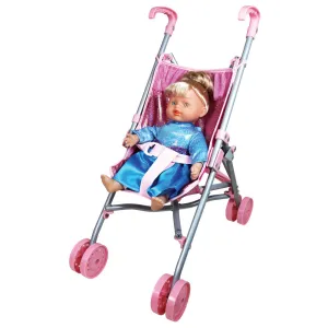 Lissi 12-inch Princess Ella Doll with Foldable Stroller Set for Kids Ages 3 