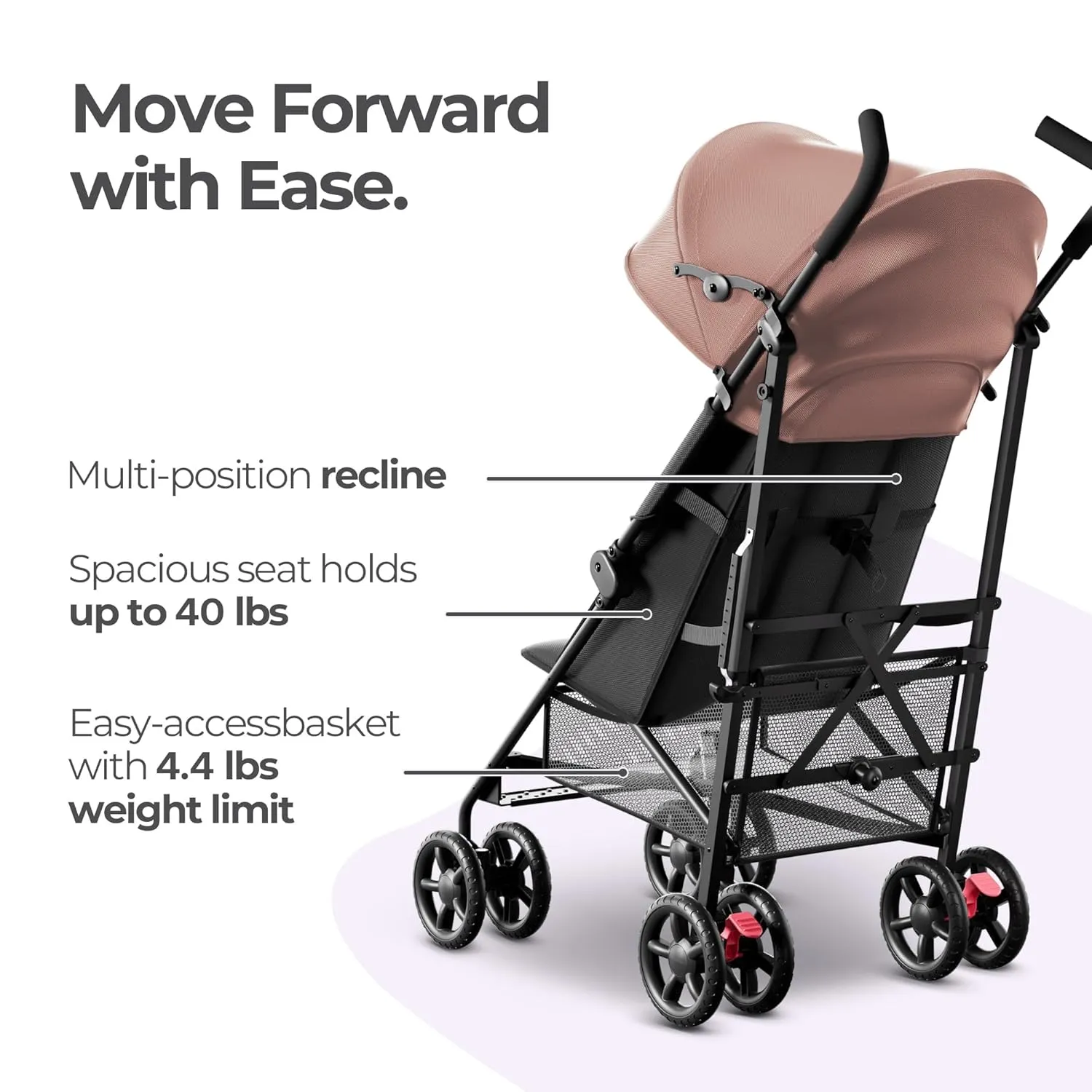 Mama & Baby Trek Lite Lightweight Baby Stroller - Compact Fold, Multi-Position Recline, Travel Umbrella Stroller with Carry Strap, Large Storage and Cup Holder