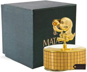 Matashi 24K Gold Plated Puppy Dog Music Box  Plays Love Story  Stunning Gold Tabletop Ornament w/Crystals  Ideal for Mothers Day, Birthday, for Mom, Wife, Mother-in-Law, Musician
