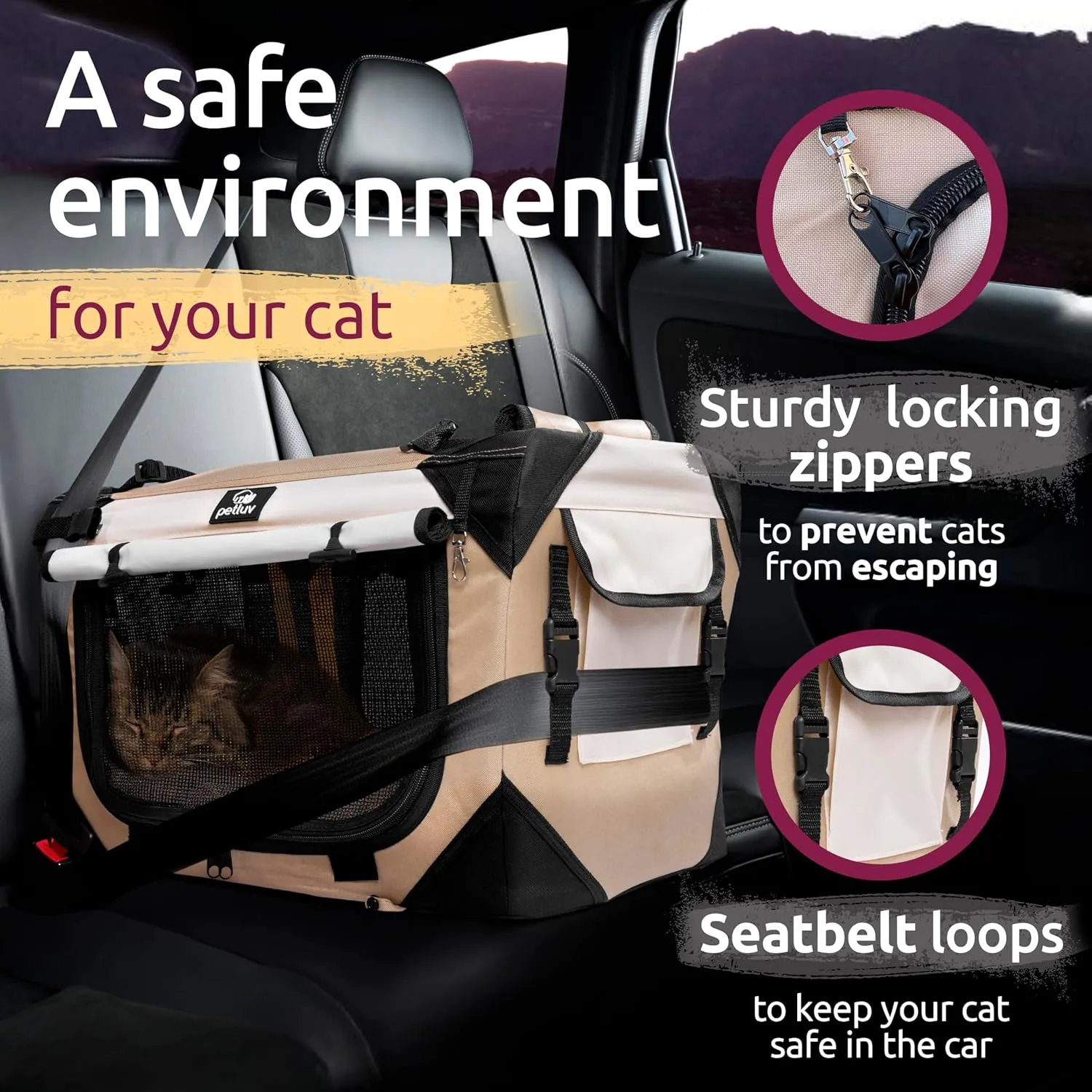 Medium Cat Carrier & Dog Carrier for Most Cats or Small Dog. Soft Sided Pet Carrier for Travel. Collapsible, Portable with Soft Bed, Top & Side Loading, Locking Zippers, Puppy Crate & Kennel