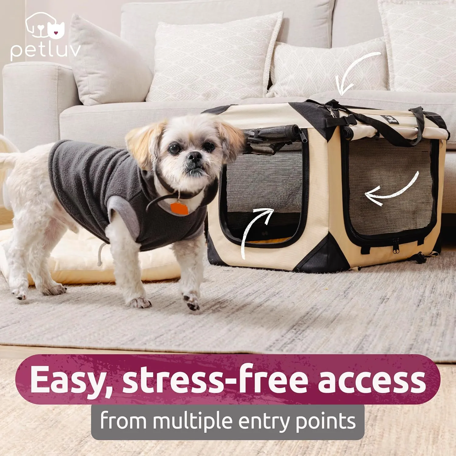 Medium Cat Carrier & Dog Carrier for Most Cats or Small Dog. Soft Sided Pet Carrier for Travel. Collapsible, Portable with Soft Bed, Top & Side Loading, Locking Zippers, Puppy Crate & Kennel