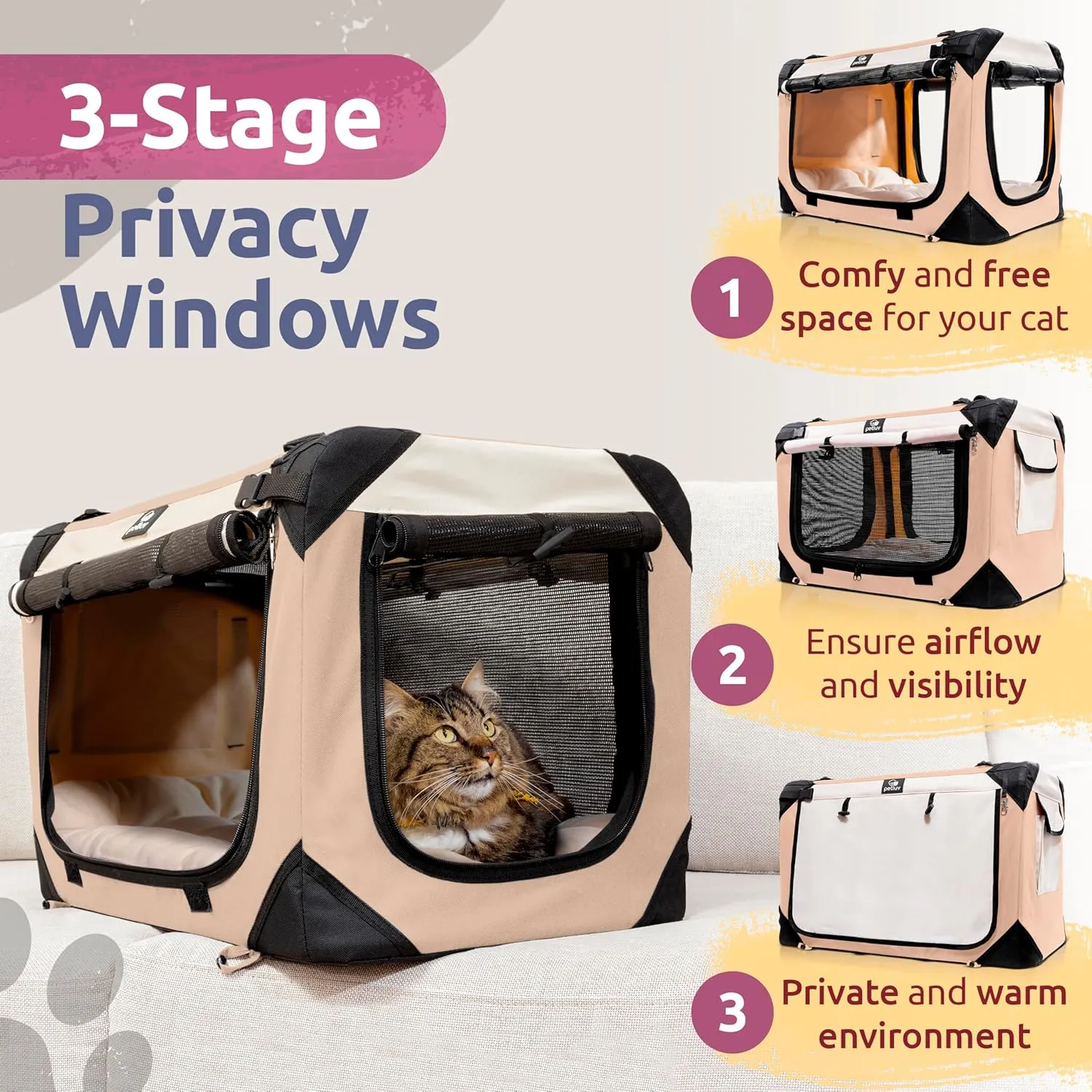 Medium Cat Carrier & Dog Carrier for Most Cats or Small Dog. Soft Sided Pet Carrier for Travel. Collapsible, Portable with Soft Bed, Top & Side Loading, Locking Zippers, Puppy Crate & Kennel