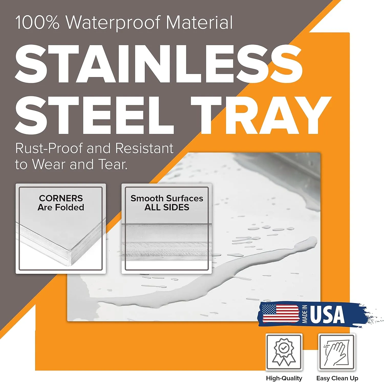 Metal Replacement Dog Crate Pan Chew Proof Crack Proof Pet Kennel Tray Central Dog Training Crate Pan Pet Supplies (Stainless Steel, 47.25" L X 29.375" W X 1")