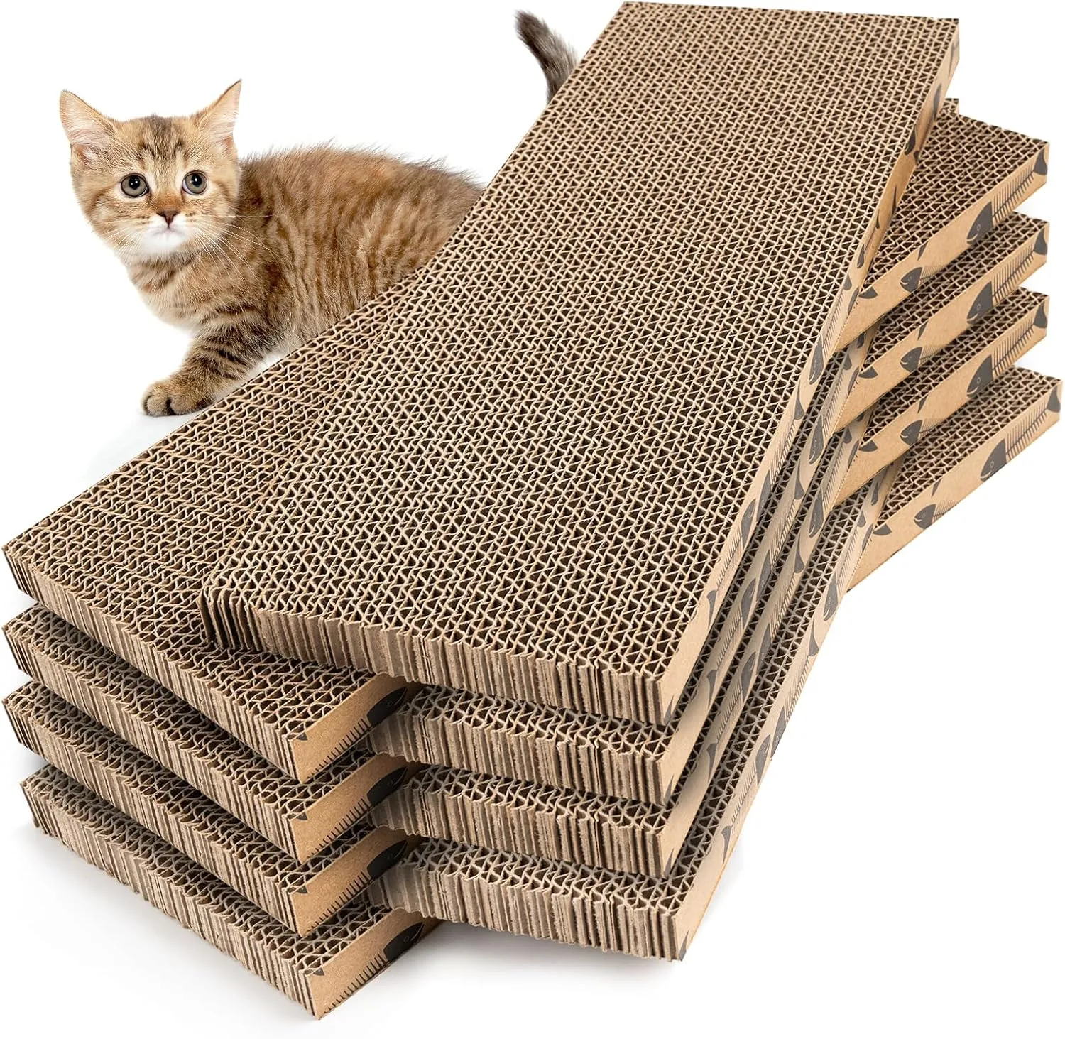 Mini Cat Scratching Board Small Cat Scratcher Cardboard Cat Scratch pad Cat Scratchers for Indoor Cats Cat Cardboard Scratcher Cat Scratching pad (8pcs)
