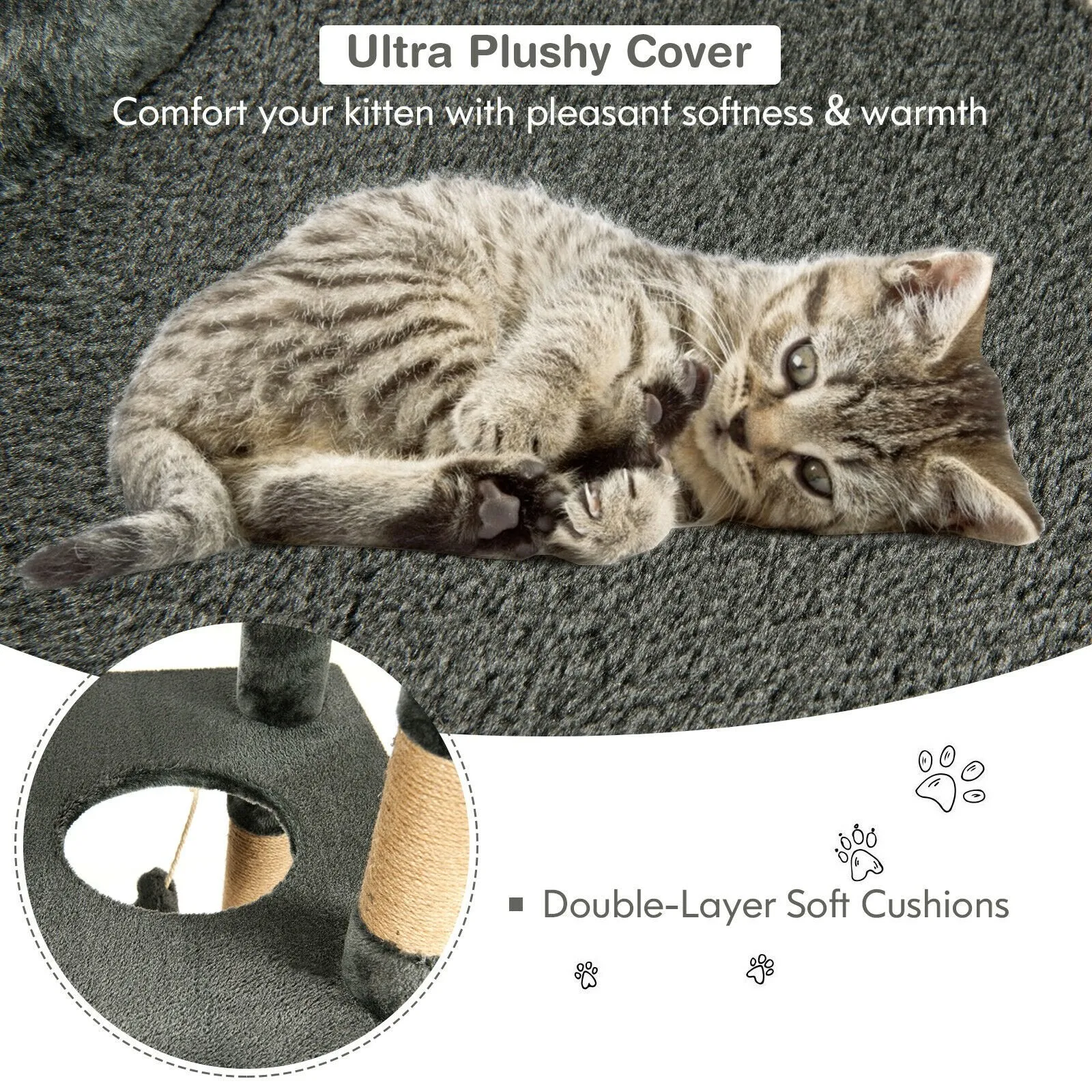 Multi-Level Cat Scratch Post Tree-Grey