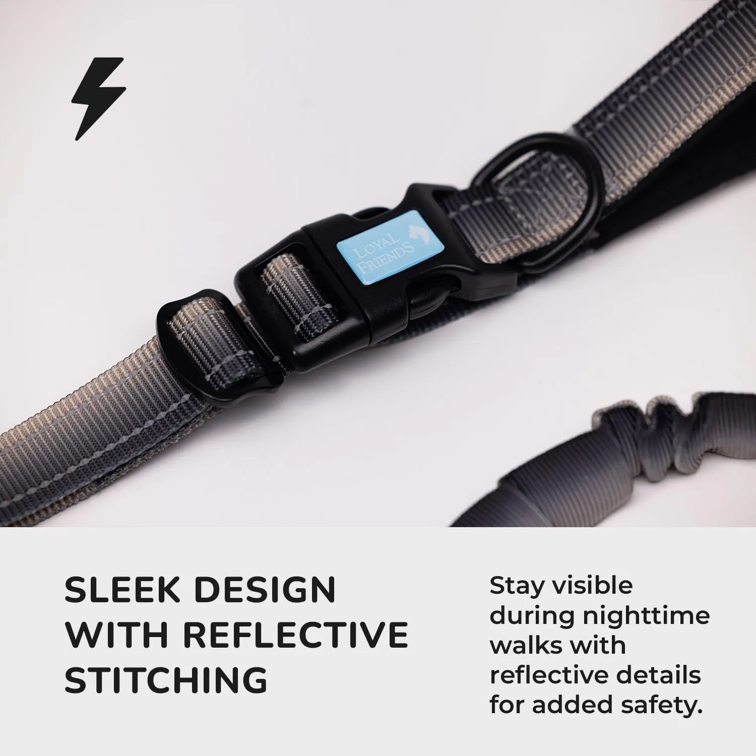 NeoFlex Premium Dog Leash - Stylish Leash for Medium, Small & Large Dogs - Heavy Duty, Wearable Design for You & Dog - Ideal for Pulling Dogs & Large Breeds - Durable & Comfortable - Grey