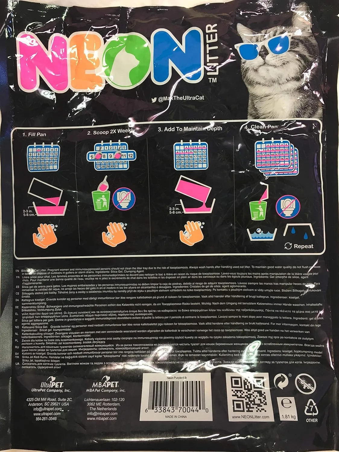 NEON Clumping Silica Gel Crystal Cat Litter, Blue