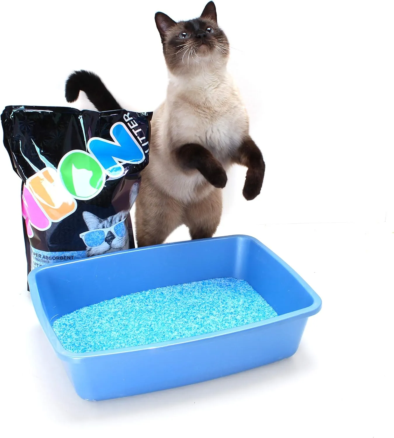 NEON Clumping Silica Gel Crystal Cat Litter, Blue