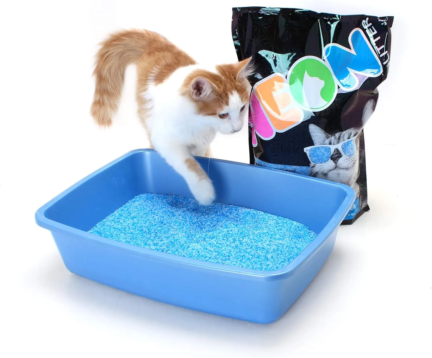 NEON Clumping Silica Gel Crystal Cat Litter, Blue