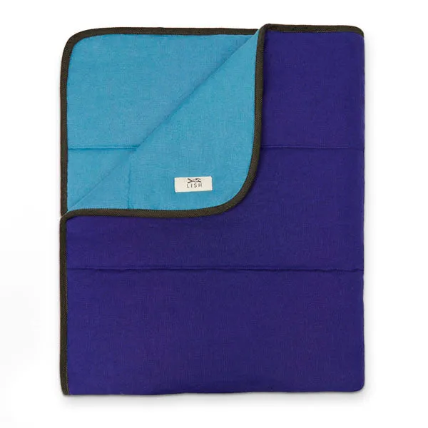 Padbury Linen Teal Blue & Blueberry Purple Luxury Quilted Reversible Dog Blanket