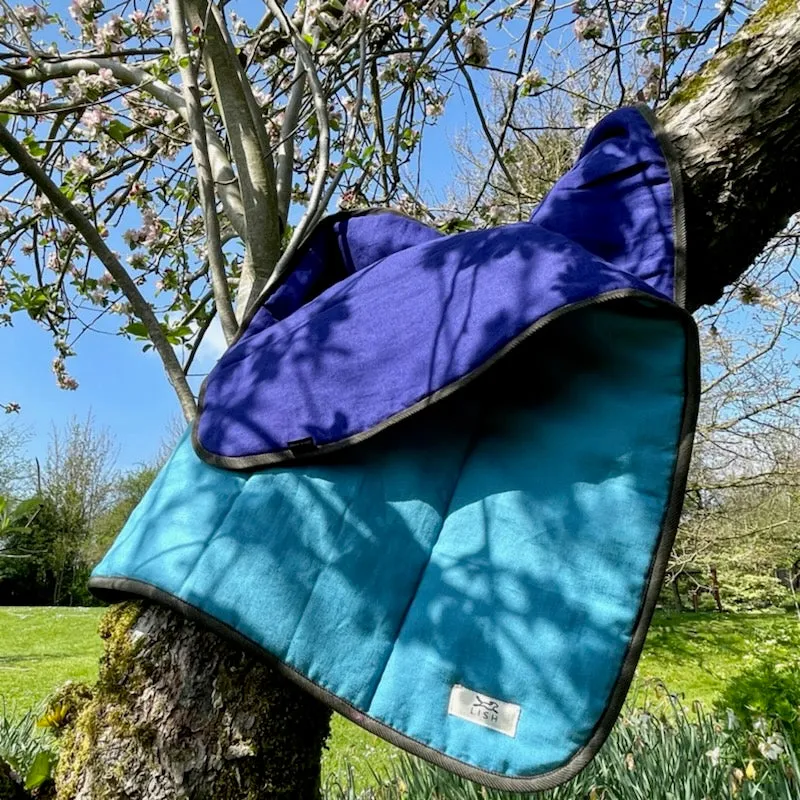 Padbury Linen Teal Blue & Blueberry Purple Luxury Quilted Reversible Dog Blanket