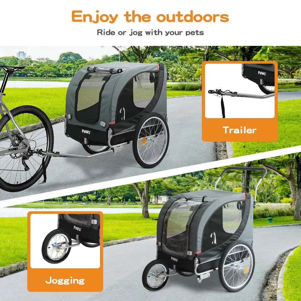 PaWz Pet Stroller Bike Trailer Stroller Foldable Pet Trailer 3-IN-1 Outdoor With Sunroof