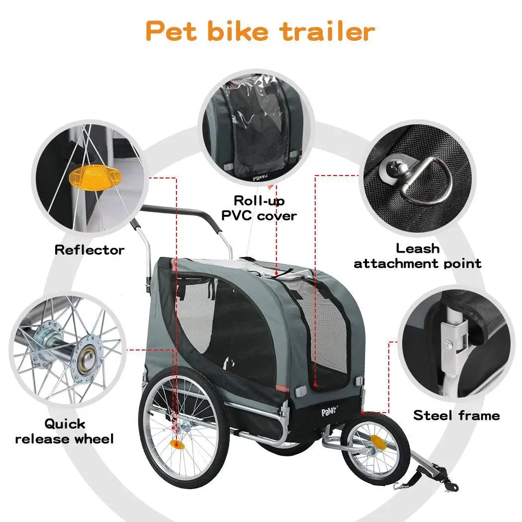 PaWz Pet Stroller Bike Trailer Stroller Foldable Pet Trailer 3-IN-1 Outdoor With Sunroof