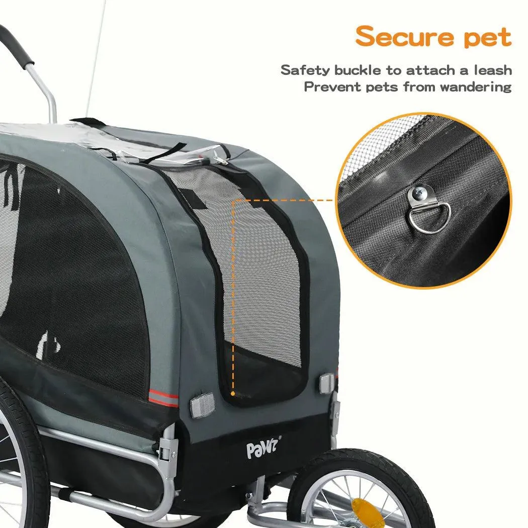 PaWz Pet Stroller Bike Trailer Stroller Foldable Pet Trailer 3-IN-1 Outdoor With Sunroof