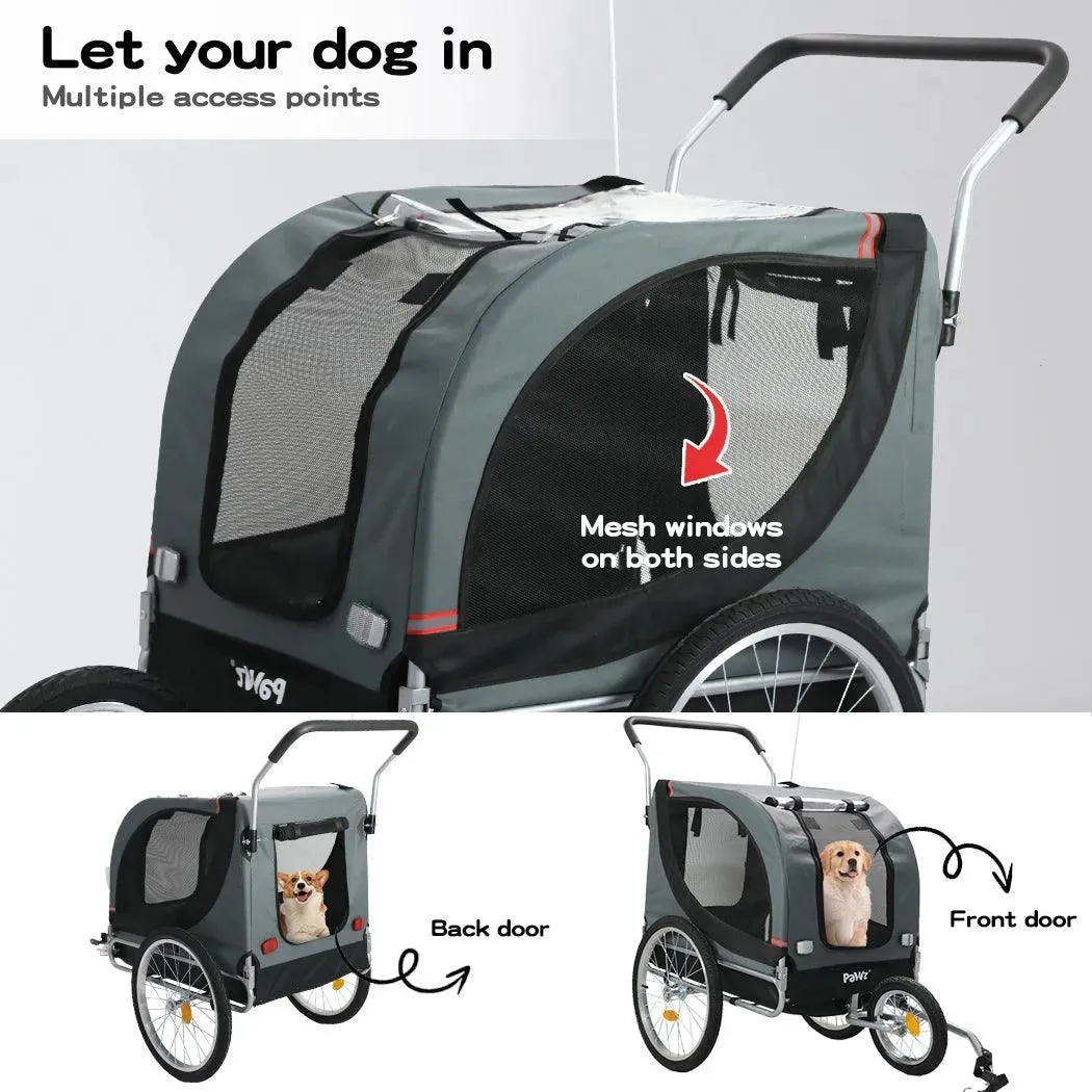 PaWz Pet Stroller Bike Trailer Stroller Foldable Pet Trailer 3-IN-1 Outdoor With Sunroof