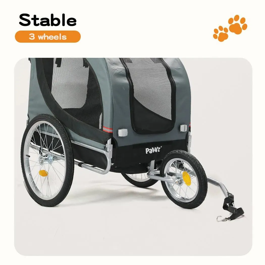 PaWz Pet Stroller Bike Trailer Stroller Foldable Pet Trailer 3-IN-1 Outdoor With Sunroof