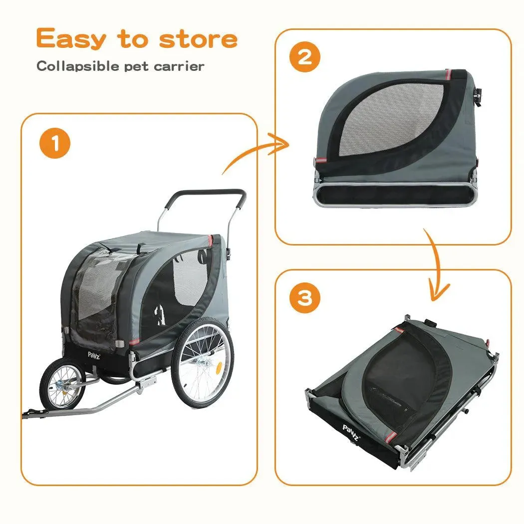 PaWz Pet Stroller Bike Trailer Stroller Foldable Pet Trailer 3-IN-1 Outdoor With Sunroof