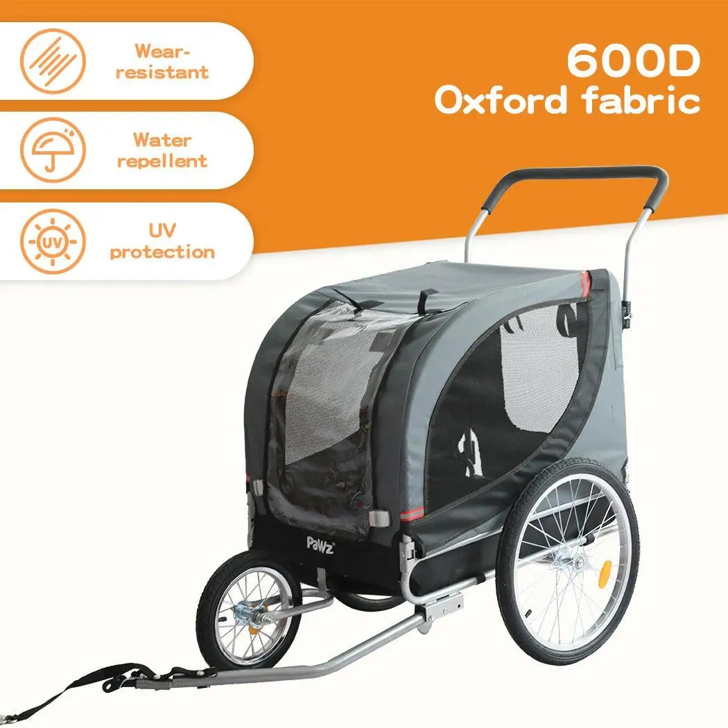 PaWz Pet Stroller Bike Trailer Stroller Foldable Pet Trailer 3-IN-1 Outdoor With Sunroof