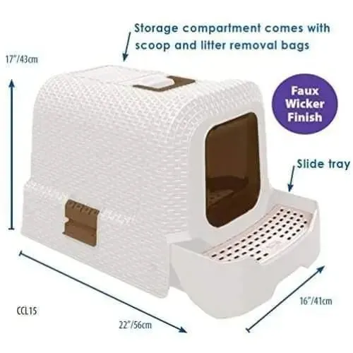 Penn-Plax Deluxe Covered Litter Box with Removable Tray, Scoop, and Bags