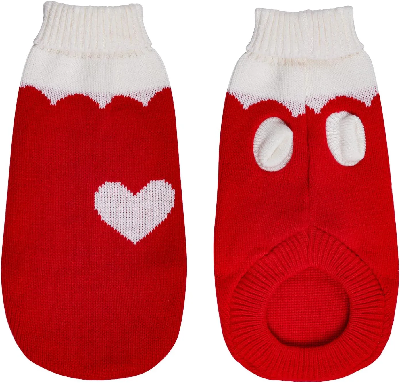 Pet Dog Knitted Sweaters Knitwear Turtleneck Pajamas Soft Winter Warm Puppy Valentine Clothing Christmas Clothes Heart Doggie Apparel for Cats Dogs (S)