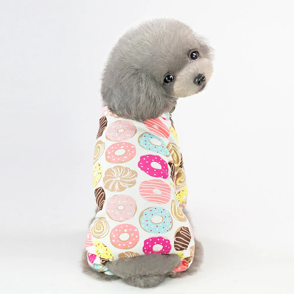 Pet Four-Legged Cotton Home Clothes Dog Pajamas Casual Cartoon Fruit Pattern