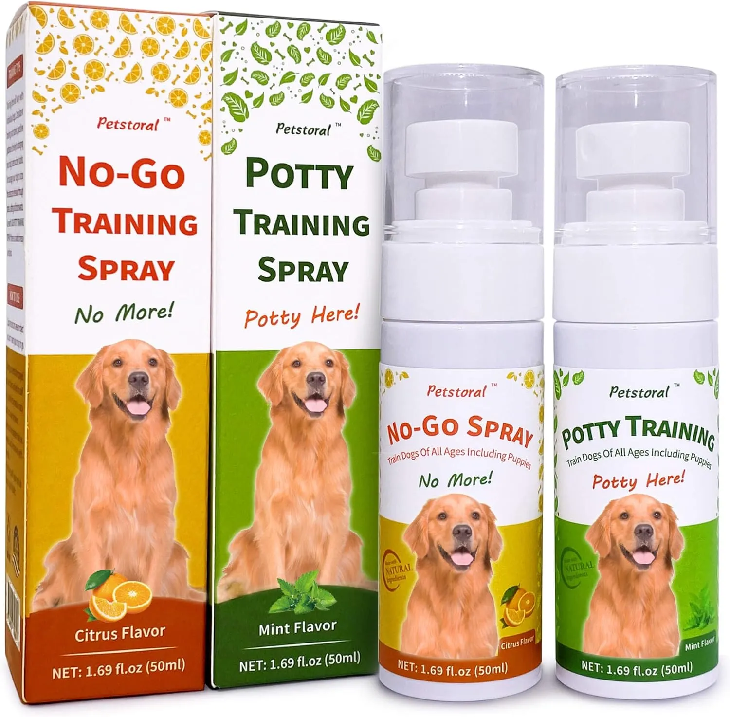 Pet No-Go & Puppy Potty Training Spray - Pet Deterrent Spray for Stop Chewing, Pee Here Corrector Spray for Dogs and Cats, 1.69 Fl Oz/50ml Kit