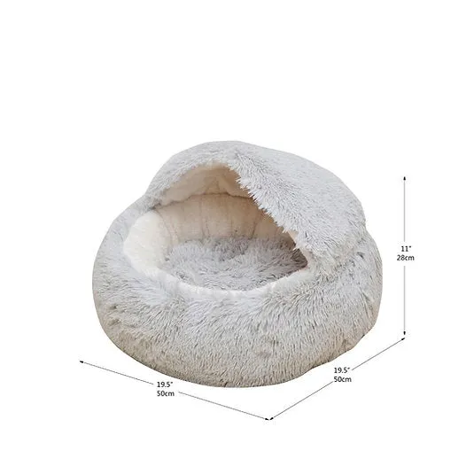 PetPals Group Modern Igloo Shag Fur Pet Bed with Hood