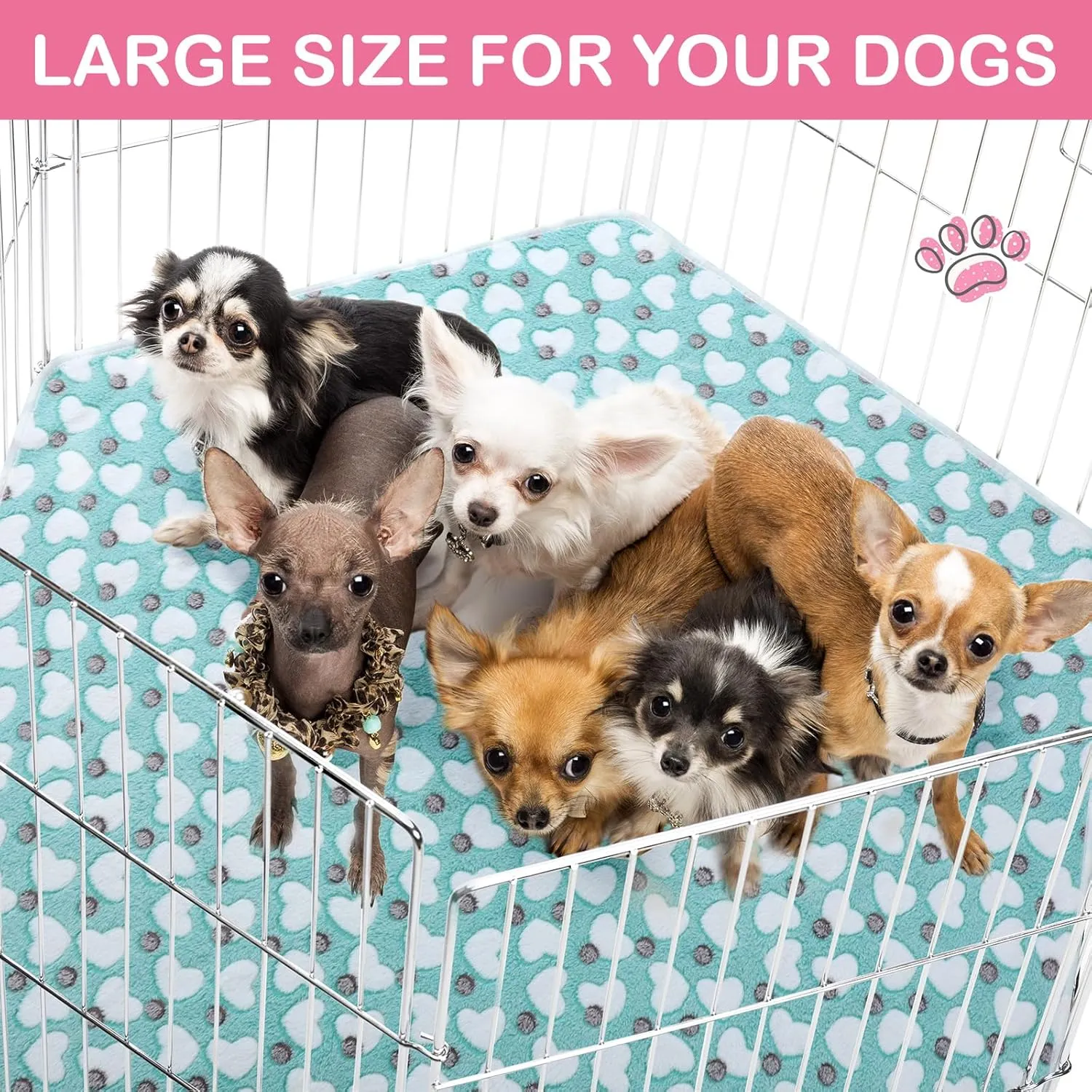 Preboun 4 Pcs 47 in Guinea Pig Playpen Pad Waterproof Hexagon Mat Reusable Dog Playpen Liner for Small Animal Rabbit Cage Tent Pee Pad Washable Yard Fence(Heart)