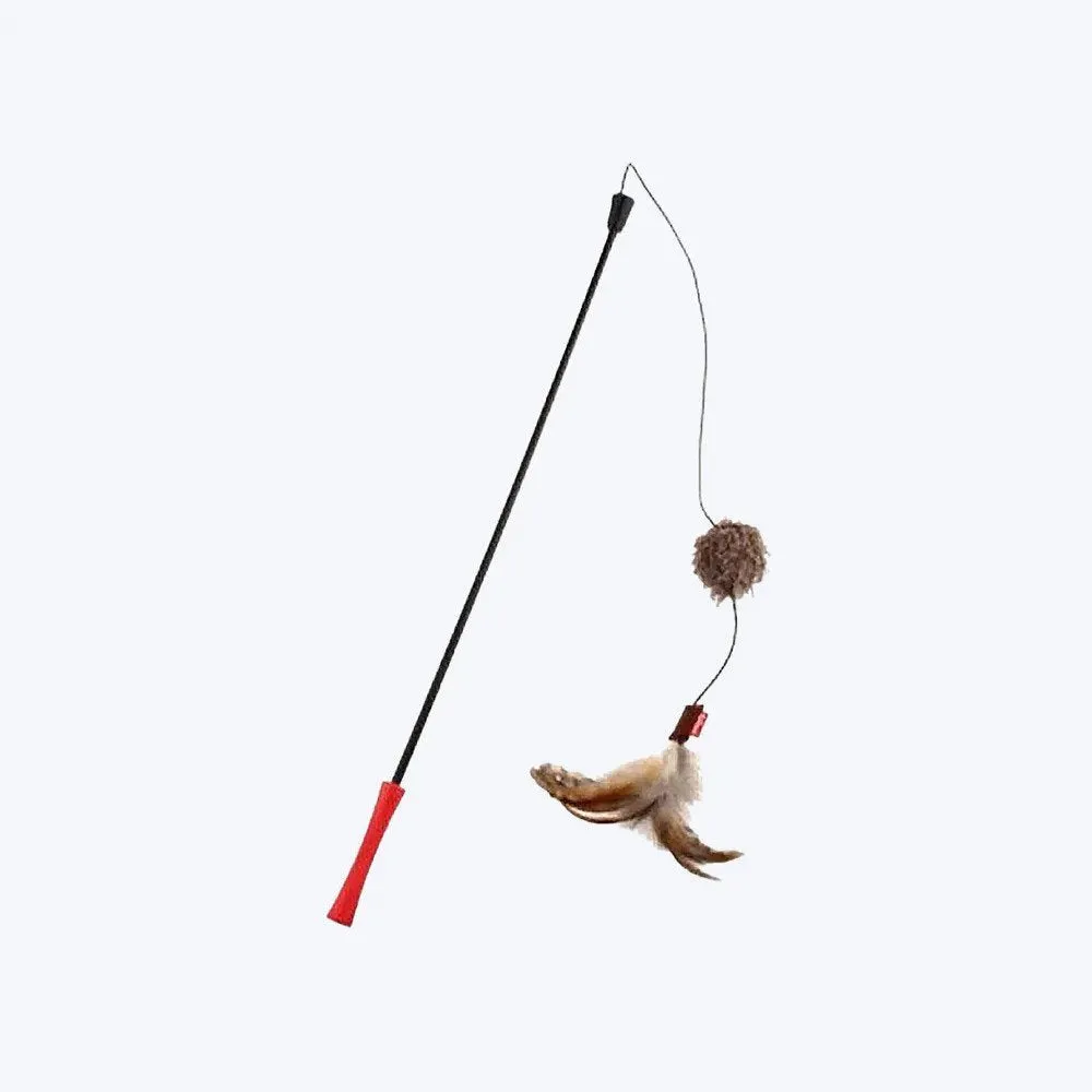 "Feather Teaser' Catwand with Natural feathers and TPR handle"