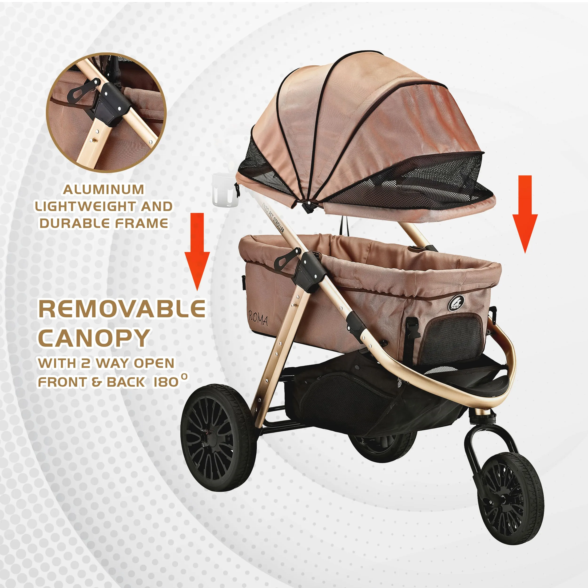 "Roma Performance Jogging Sports Stroller: The Perfect Companion for Active Small/Medium Dogs, Cats, and Pets up to 50lbs!"