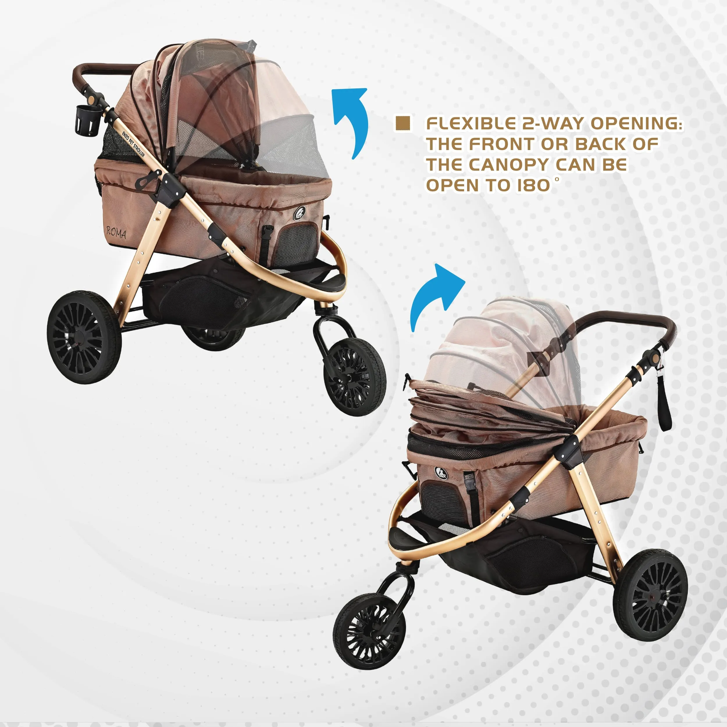 "Roma Performance Jogging Sports Stroller: The Perfect Companion for Active Small/Medium Dogs, Cats, and Pets up to 50lbs!"