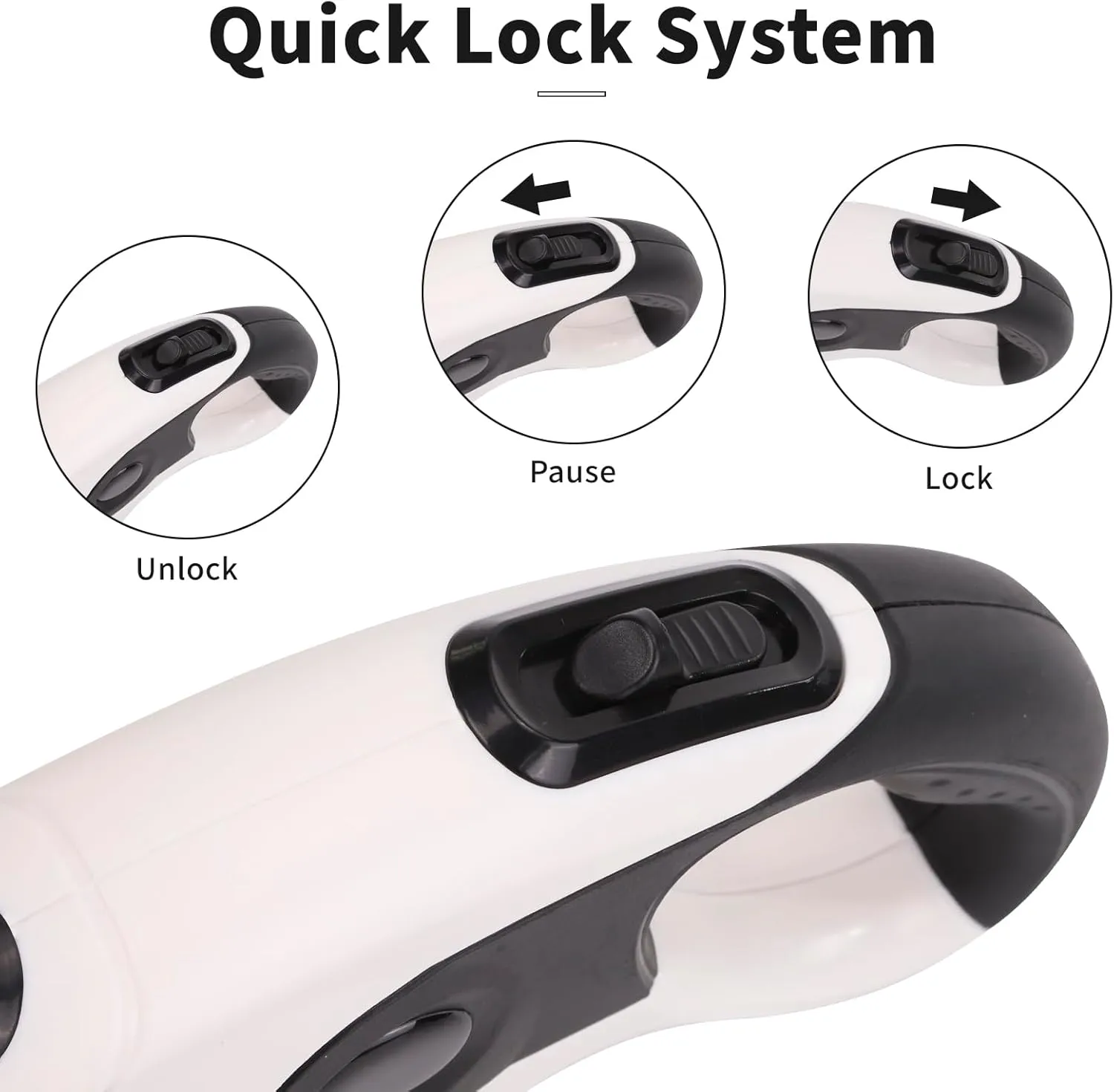Retractable Dog Leash with Anti-Slip Soft Grip 16 ft Heavy Duty Reflective Nylon Tape Lead for Pets up to 88lbs Long Dog Leash with Anti-Twist Protection One-Handed Quick-Lock Braking System (White)