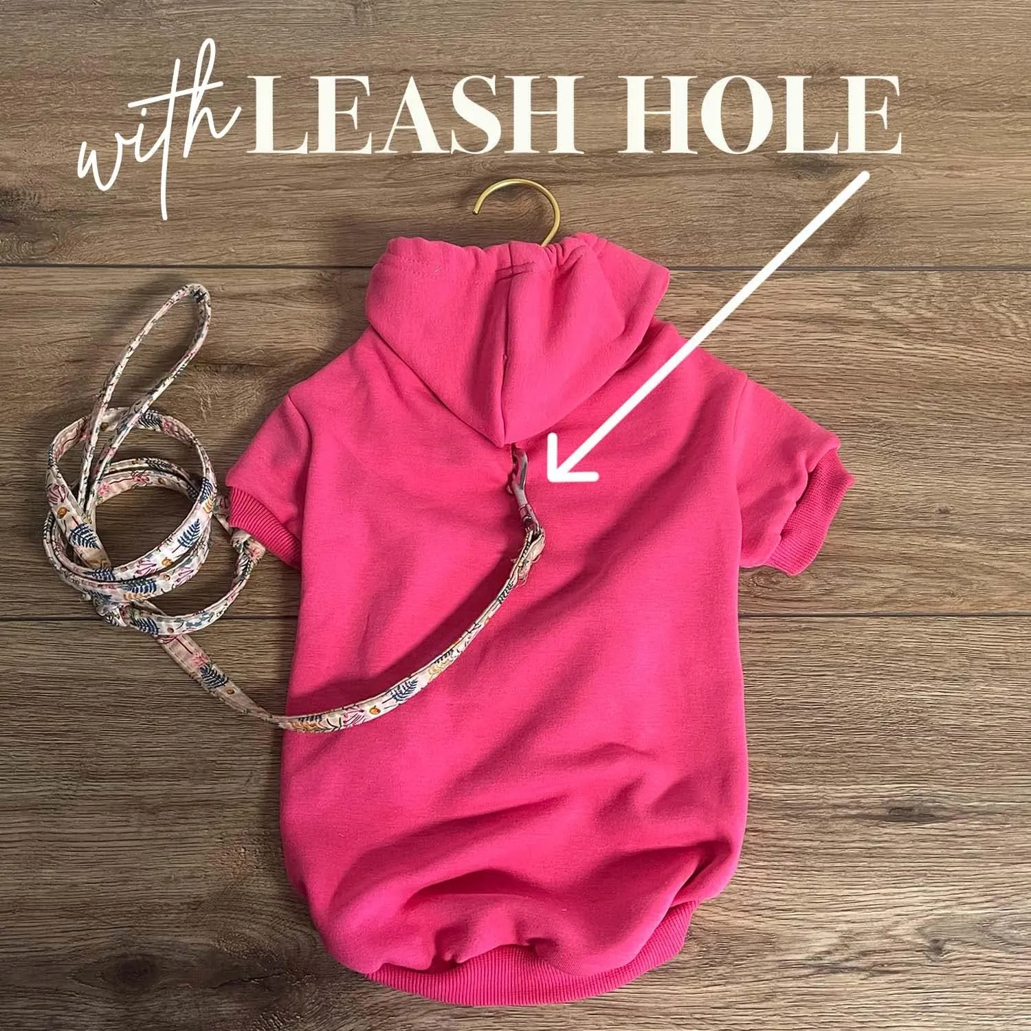 Ring Security Wedding Dog Hoodie Fleece Lined Pullover Sweatshirt with Leash Hole (Hot Pink, Medium 433)