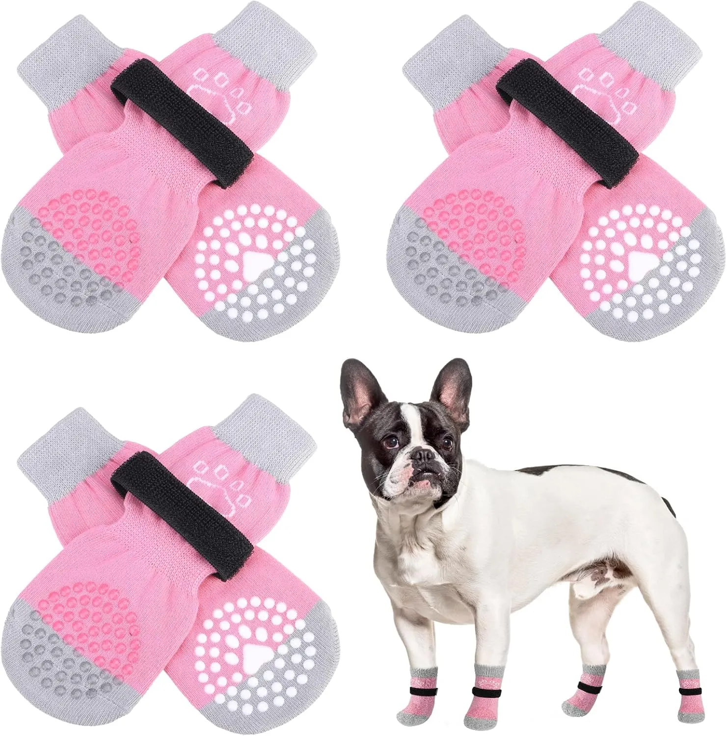 SCENEREAL Anti-Slip Dog Socks to Prevent Licking Paws, Dog Shoes for Hot/Cold Pavement, Dog Boots & Paw Protectors with Grippers for Hardwood Floors, Dog Booties for Small Medium Large Senior Dogs