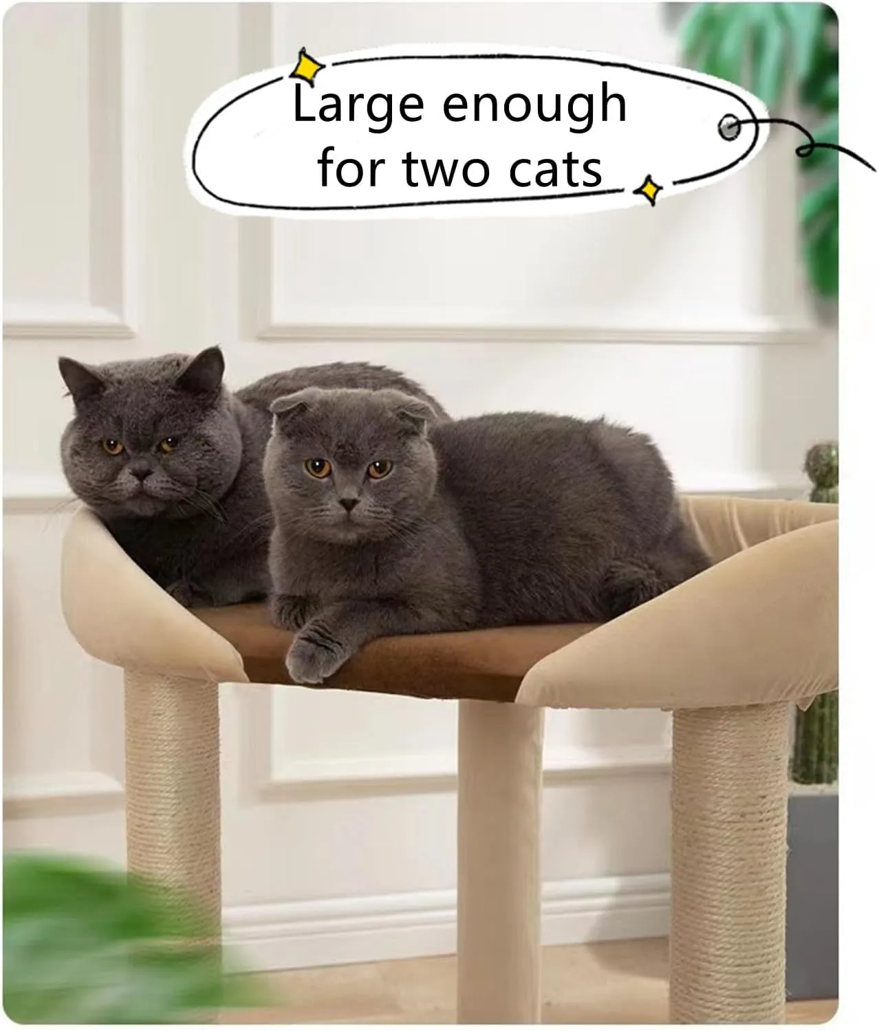 SHENGOCASE Modern Cat Tree Tower with Extra Large Platform Perch Bed for Maine Coon and Big Couch Sofa for Multiple Cats