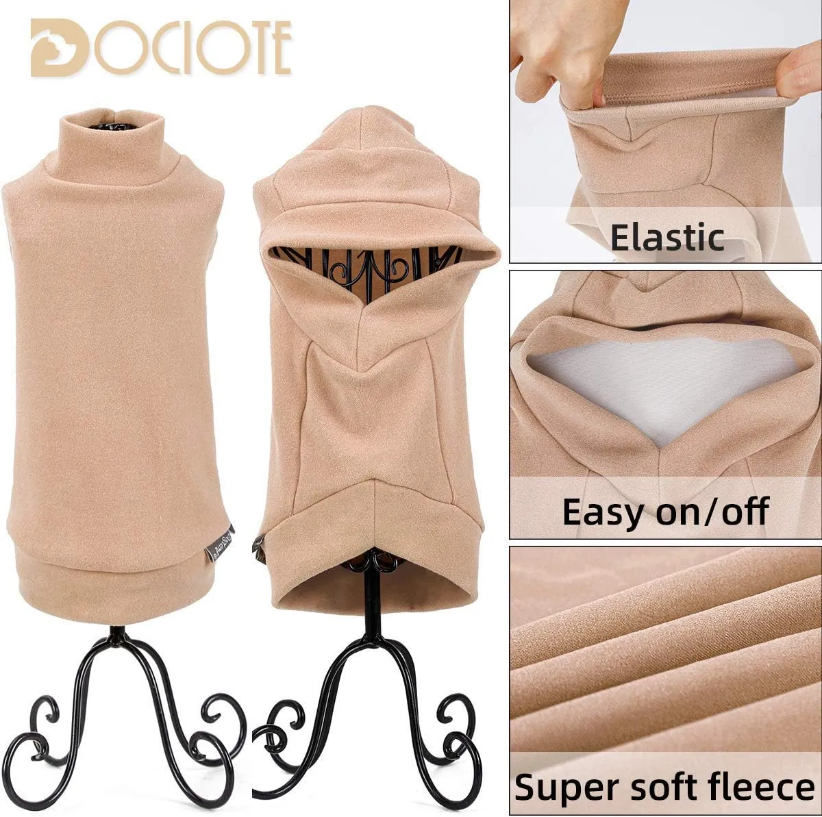 Small Dogs Fleece Dog Sweatshirt - Cold Weather Hoodies Spring Soft Vest Thickening Warm Cat Sweater Puppy Clothes Sweater Winter Sweatshirt Pet Pajamas for Small Dog Cat Puppy (Small, Beige)