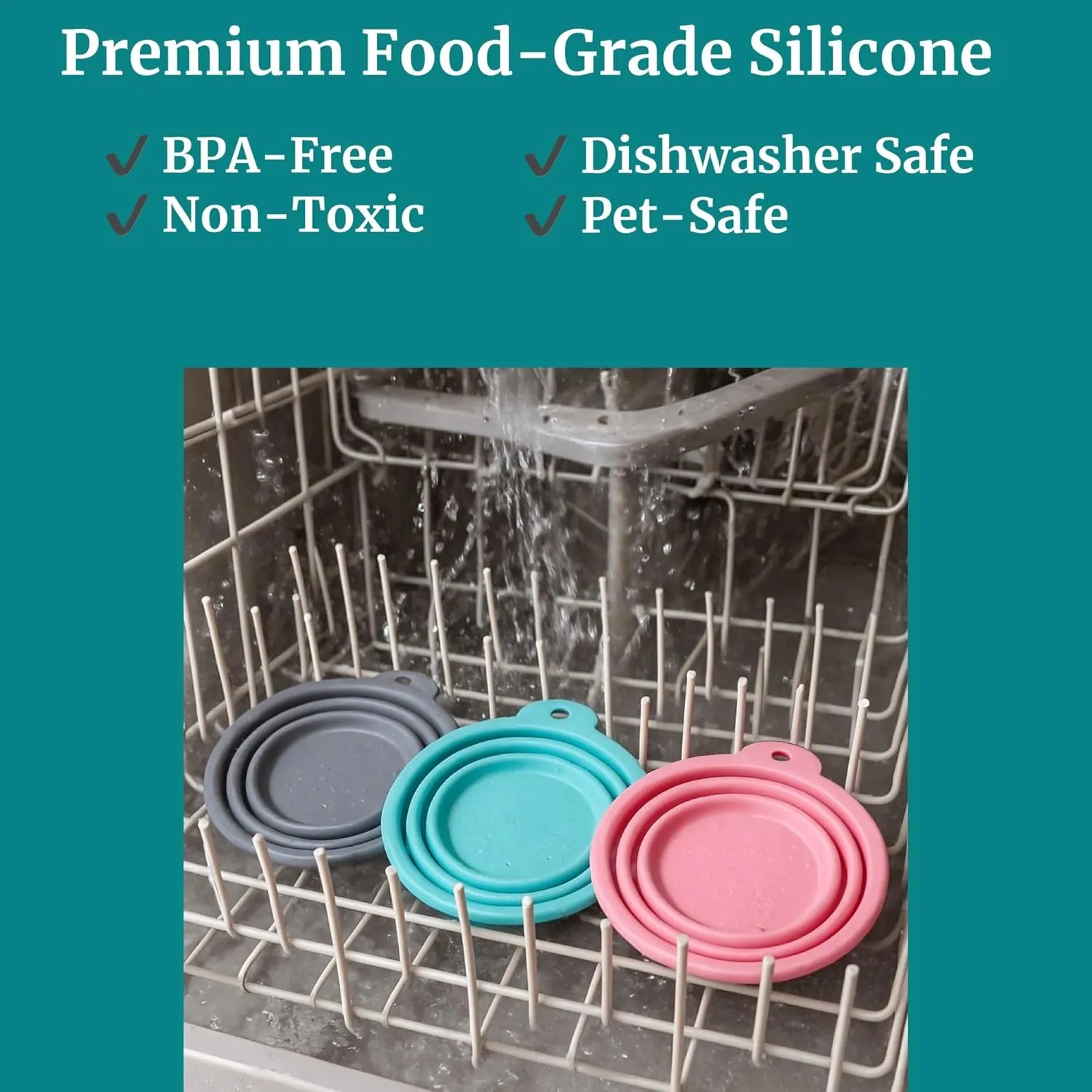 SparkDog Sweet But Psycho 1000ML Collapsible Dog Bowl  Large Silicone Travel Bowl for Pets, Sturdy Rim, Food-Grade, Portable for Dogs & Cats  Hiking, Camping, Outdoor Use (Gray 34oz/1L)