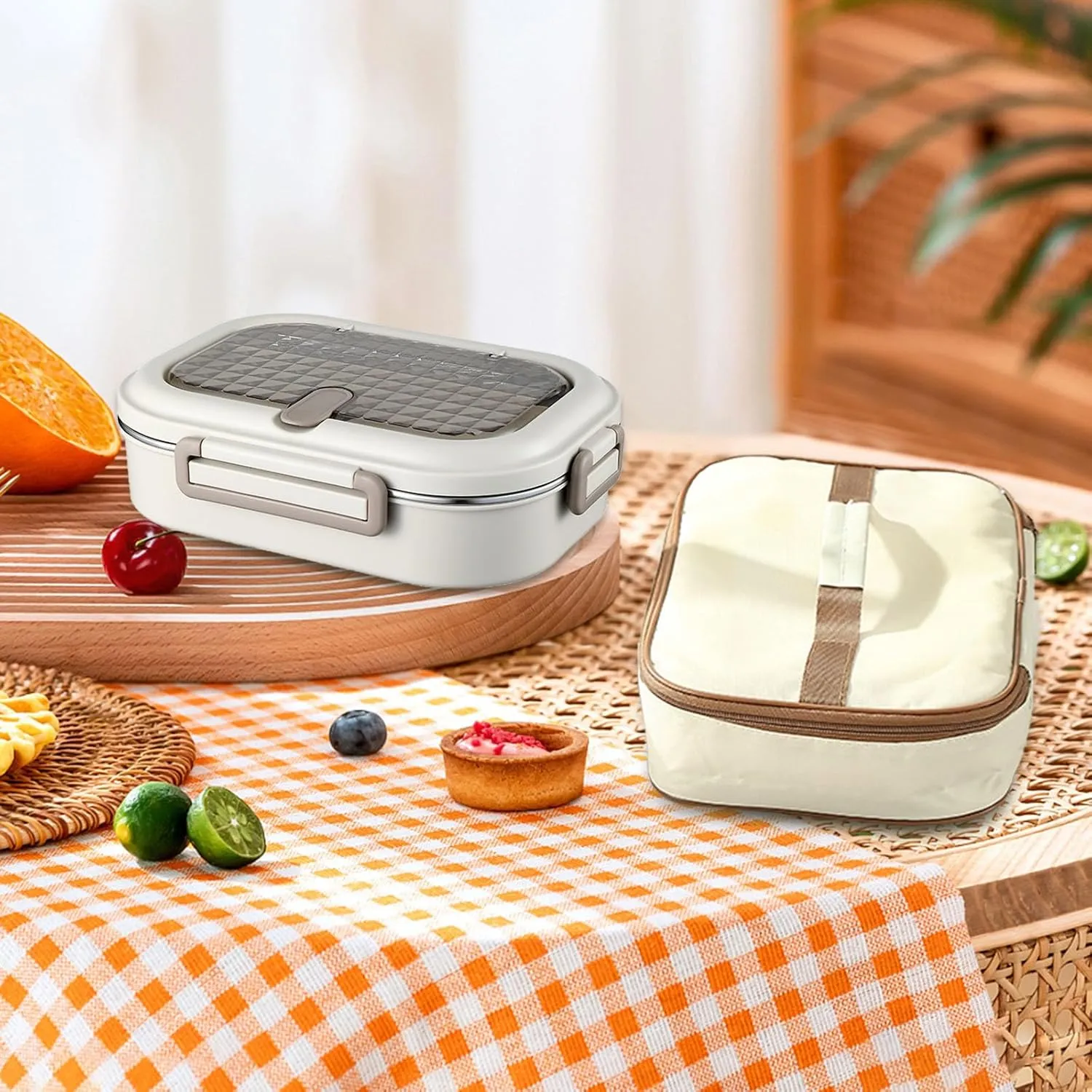 Stainless Steel Insulated Bento Box, Microwaveable Food Container with Compartments, Soup Bowl, Spoon & Chopsticks, Leak-Proof Bento Boxs for Office, School, Travel (1000ml, 3 Compartments)