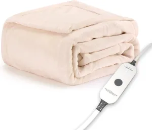 Sunbeam Royal Posh Champagne Heated Personal Throw / Blanket, Cozy-Warm, Adjustable Heat Settings