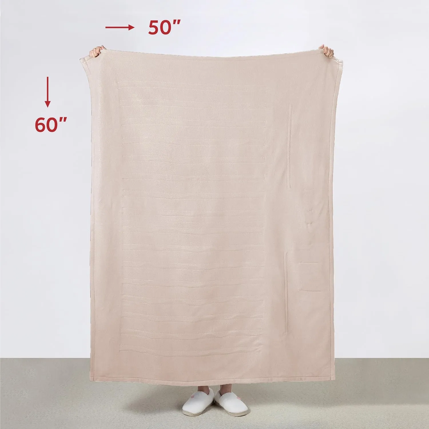 Sunbeam Royal Posh Champagne Heated Personal Throw / Blanket, Cozy-Warm, Adjustable Heat Settings