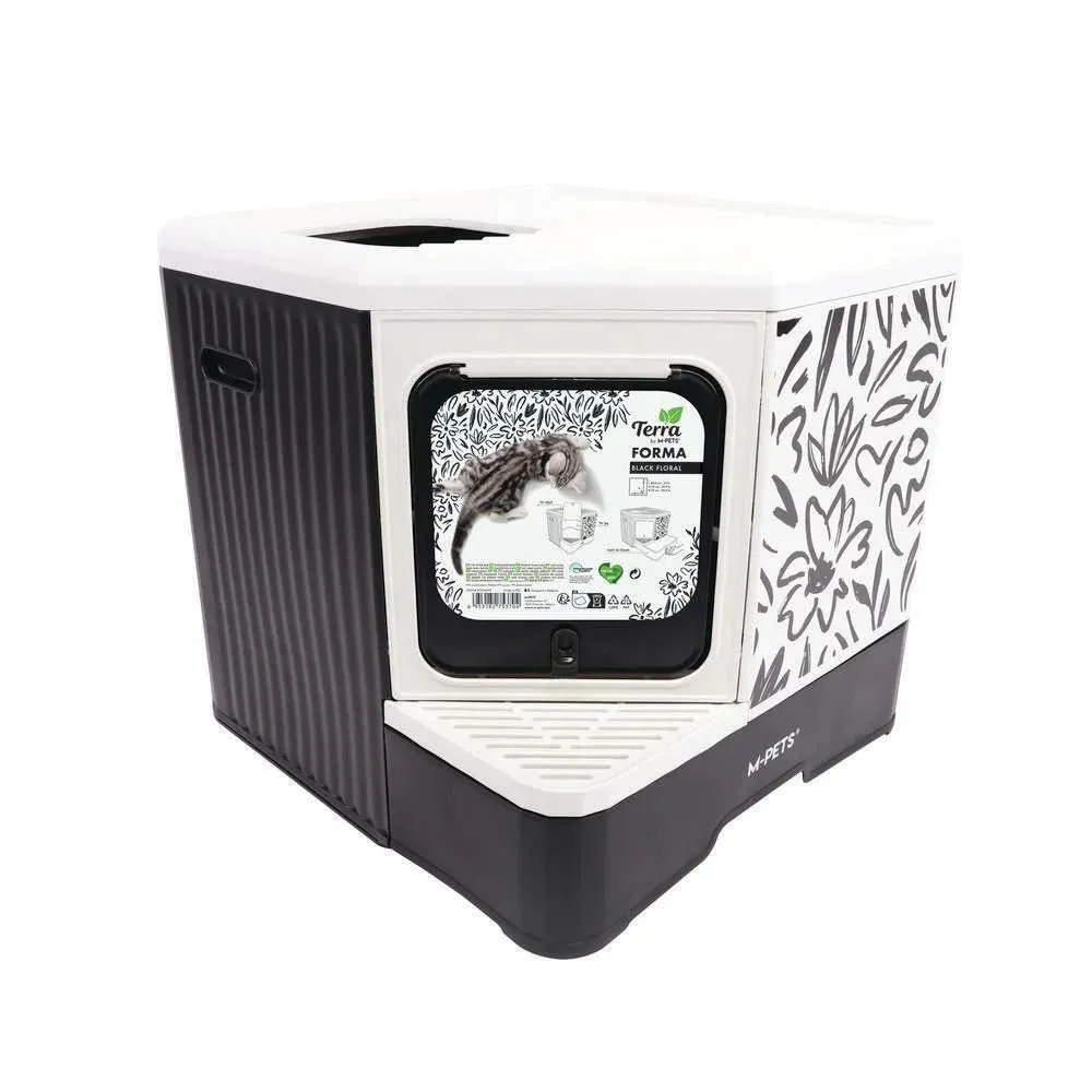 Terra Forma Eco Foldable Cat Litter Box Black Floral