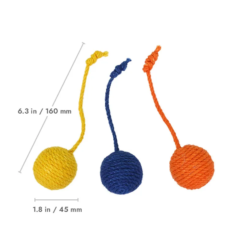 Tricolor Ball Sisal Rope Cat Toy